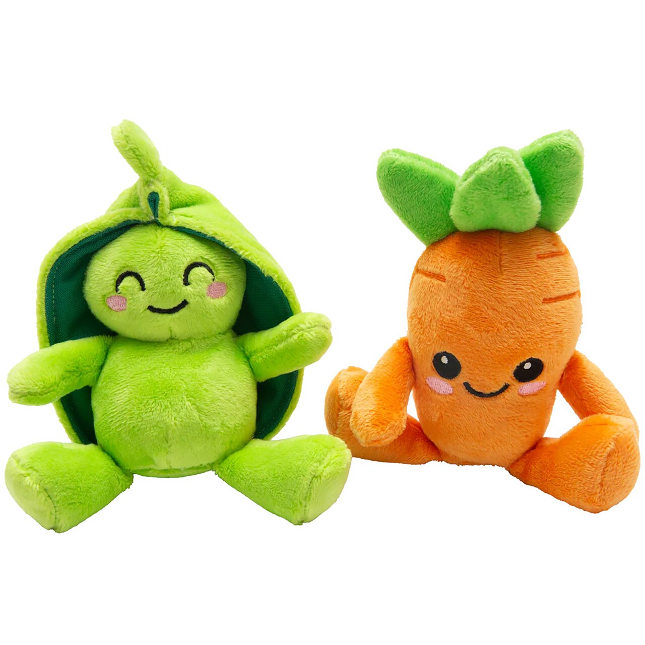 SnugArooz: Carrot & Pea - 2 Pack Plush Dog Toys, Food-Themed Characters, Squeaks-Crinkles, Pet Multi-Sensory Play, Soft Companions, Cuddle-Fetch-Chew